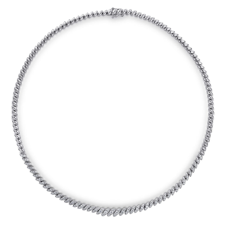 14K White Gold Graduated Diamond Tennis Necklace - 1.5 ct - Shot 2