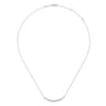 14K White Gold Graduated Round Diamond Curved Bar Necklace - 0.75 ct
