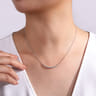 14K White Gold Graduated Round Diamond Curved Bar Necklace - 0.75 ct