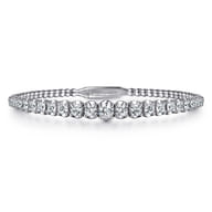 14K White Gold Graduating Diamond Bangle