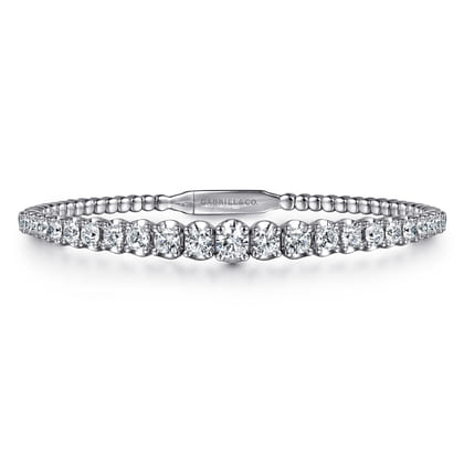 14K White Gold Graduating Diamond Bangle