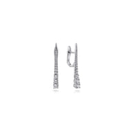 14K White Gold Graduating Diamond Bar Drop Earrings
