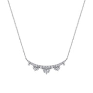 14K White Gold Graduating Diamond Bar Necklace