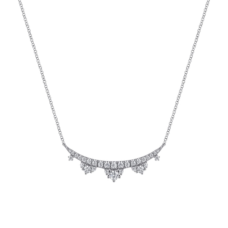 14K White Gold Graduating Diamond Bar Necklace - 0.75 ct - Shot 1