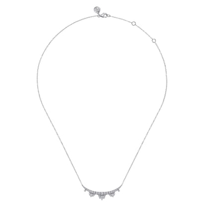 14K White Gold Graduating Diamond Bar Necklace