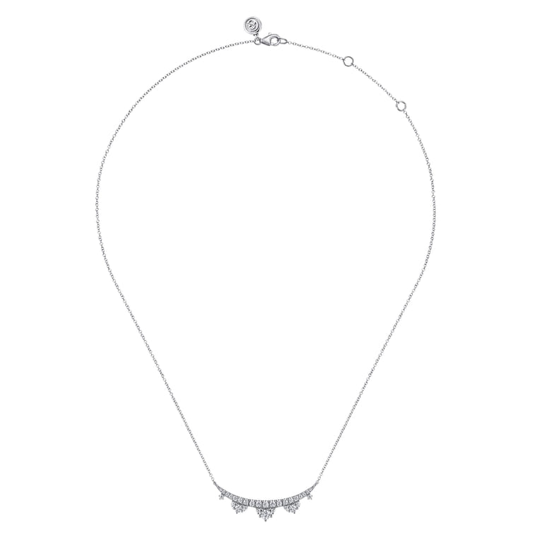 14K White Gold Graduating Diamond Bar Necklace - 0.75 ct - Shot 2