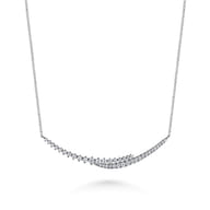 14K White Gold Graduating Diamond Bar Necklace