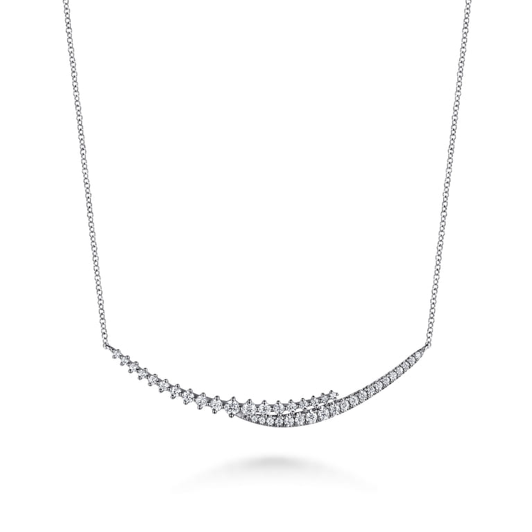 14K White Gold Graduating Diamond Bar Necklace - 0.75 ct - Shot 1