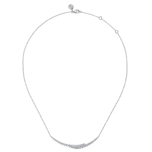 14K White Gold Graduating Diamond Bar Necklace