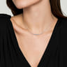 14K White Gold Graduating Diamond Bar Necklace - 0.75 ct