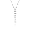 14K White Gold Graduating Diamond Buttercup Set Drop Necklace - 0.25 ct