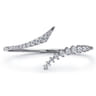 14K White Gold Graduating Diamond Bypass Bangle Bracelet - 2 ct