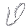 14K White Gold Graduating Diamond Bypass Bangle Bracelet - 2 ct