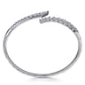 14K White Gold Graduating Diamond Bypass Bangle Bracelet - 2 ct