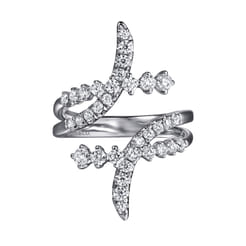 14K White Gold Graduating Diamond Bypass Ring