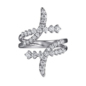 14K White Gold Graduating Diamond Bypass Ring