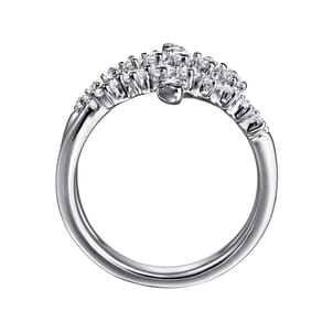 14K White Gold Graduating Diamond Bypass Ring