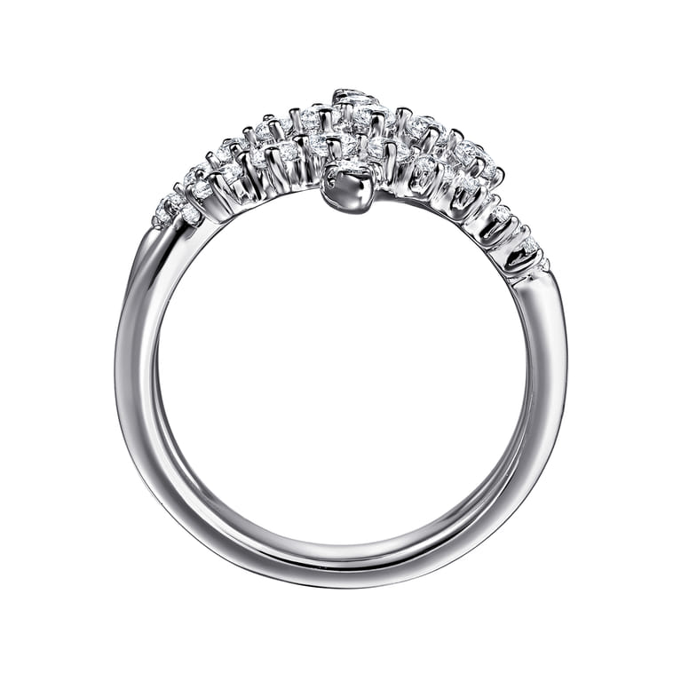 14K White Gold Graduating Diamond Bypass Ring - 0.75 ct - Shot 2