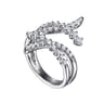 14K White Gold Graduating Diamond Bypass Ring - 0.75 ct