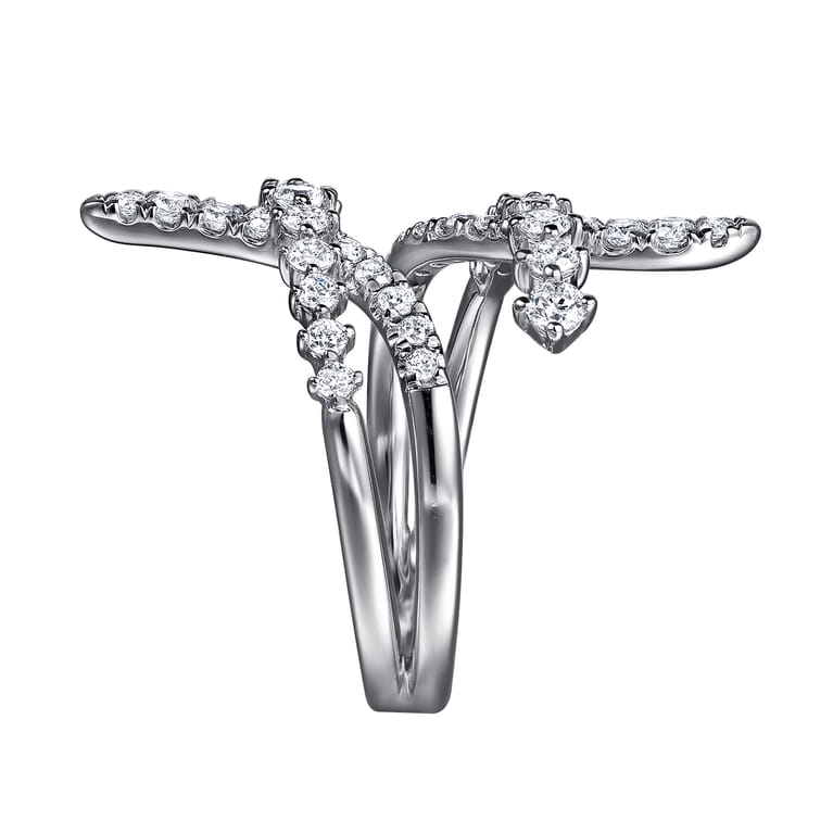14K White Gold Graduating Diamond Bypass Ring - 0.75 ct - Shot 4