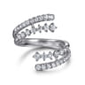 14K White Gold Graduating Diamond Bypass Ring - 0.75 ct