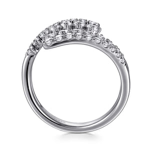 14K White Gold Graduating Diamond Bypass Ring