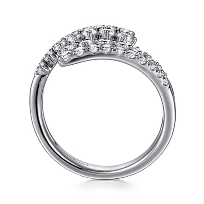 14K White Gold Graduating Diamond Bypass Ring