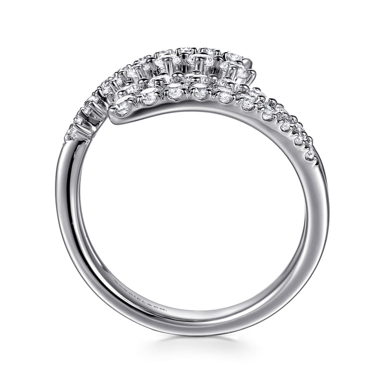 14K White Gold Graduating Diamond Bypass Ring - 0.75 ct - Shot 2