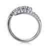14K White Gold Graduating Diamond Bypass Ring - 0.75 ct