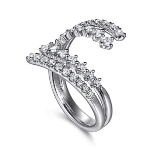 14K White Gold Graduating Diamond Bypass Ring