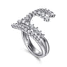 14K White Gold Graduating Diamond Bypass Ring - 0.75 ct