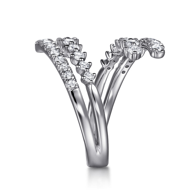 14K White Gold Graduating Diamond Bypass Ring - 0.75 ct - Shot 4