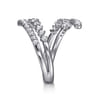14K White Gold Graduating Diamond Bypass Ring - 0.75 ct