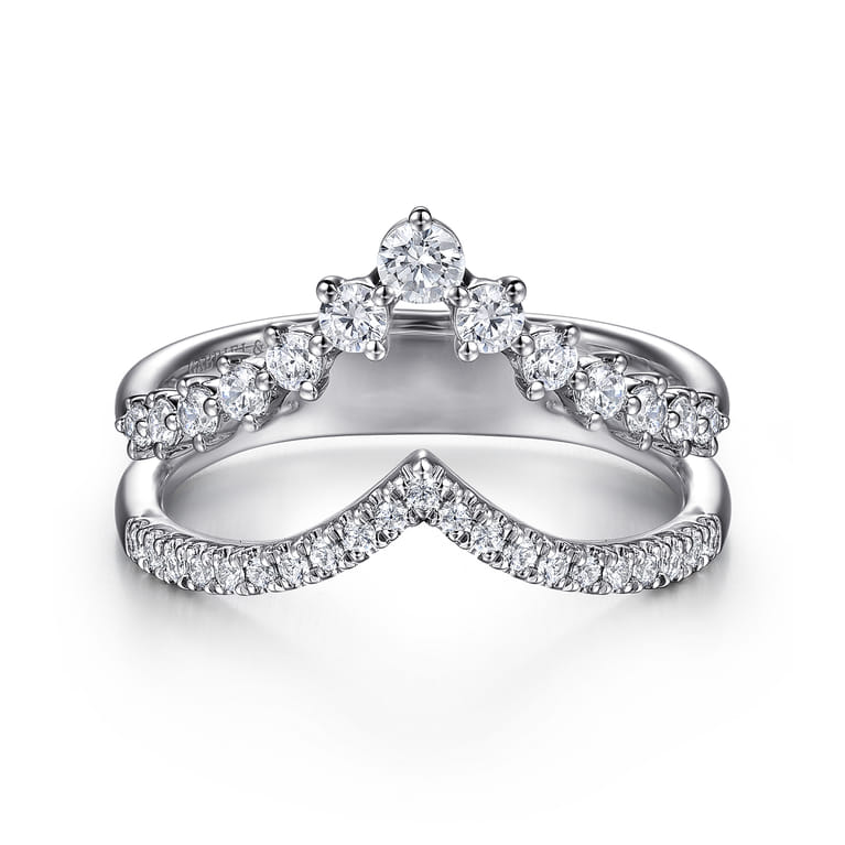 14K White Gold Graduating Diamond Chevron Ring - 0.5 ct - Shot 1