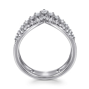 14K White Gold Graduating Diamond Chevron Ring