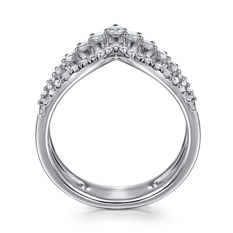 14K White Gold Graduating Diamond Chevron Ring - 0.5 ct - Shot 2