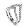 14K White Gold Graduating Diamond Chevron Ring - 0.5 ct