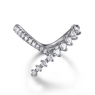14K White Gold Graduating Diamond Chevron Ring