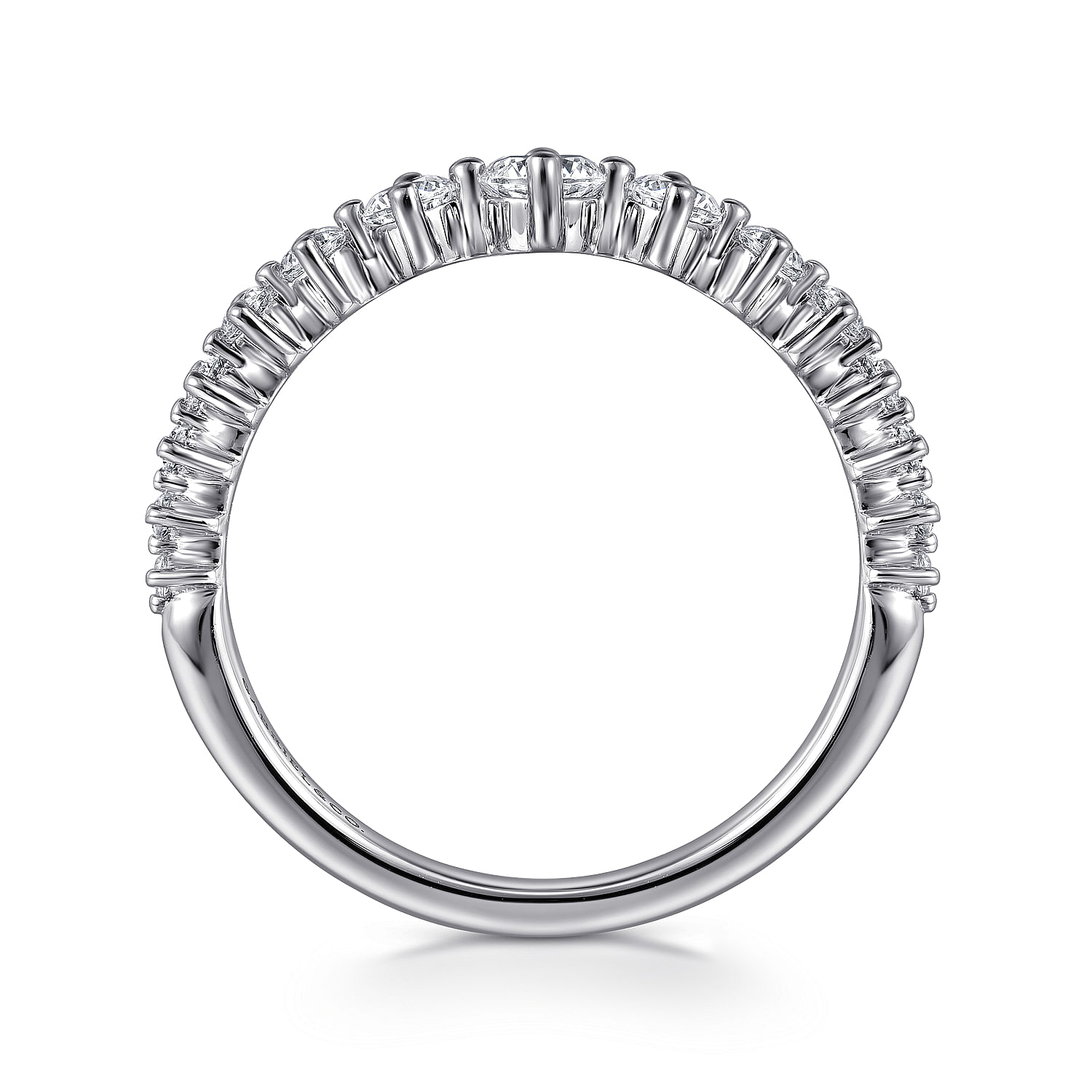 14K White Gold Graduating Diamond Classic Ladies Ring - 0.5 ct - Shot 2