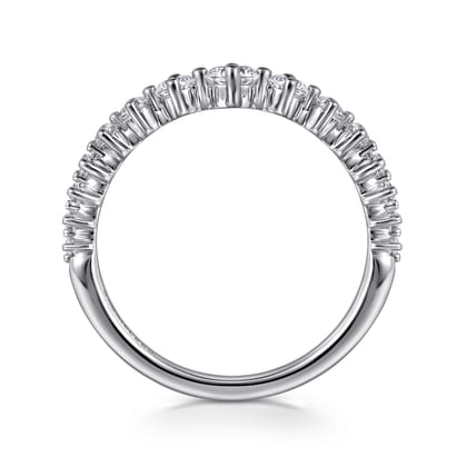 14K White Gold Graduating Diamond Classic Ladies Ring