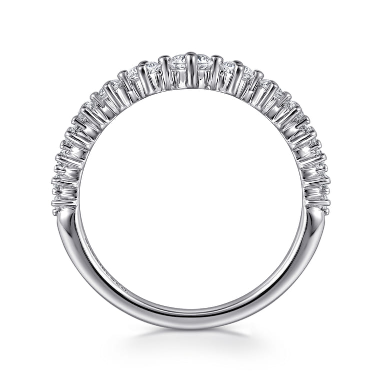 14K White Gold Graduating Diamond Classic Ladies Ring - 0.5 ct - Shot 2