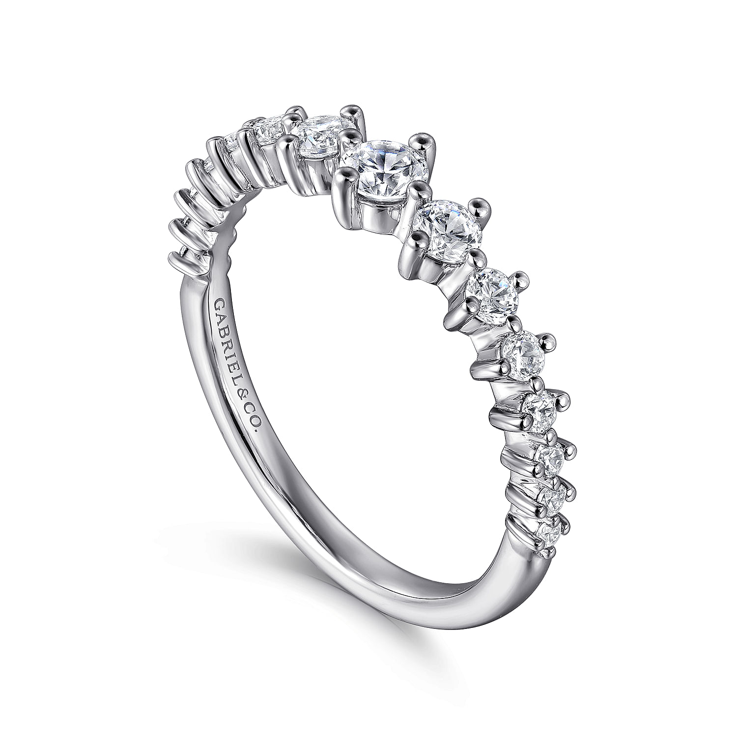 14K White Gold Graduating Diamond Classic Ladies Ring - 0.5 ct - Shot 3