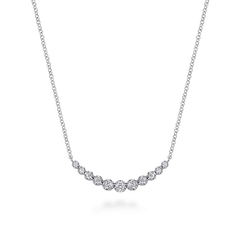 14K White Gold Graduating Diamond Curved Bar Necklace - 0.25 ct - Shot 1