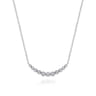 14K White Gold Graduating Diamond Curved Bar Necklace - 0.25 ct