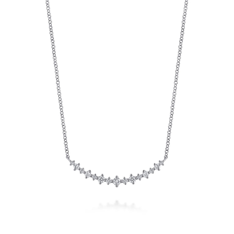 14K White Gold Graduating Diamond Curved Bar Necklace - 0.25 ct - Shot 1