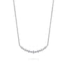 14K White Gold Graduating Diamond Curved Bar Necklace - 0.25 ct