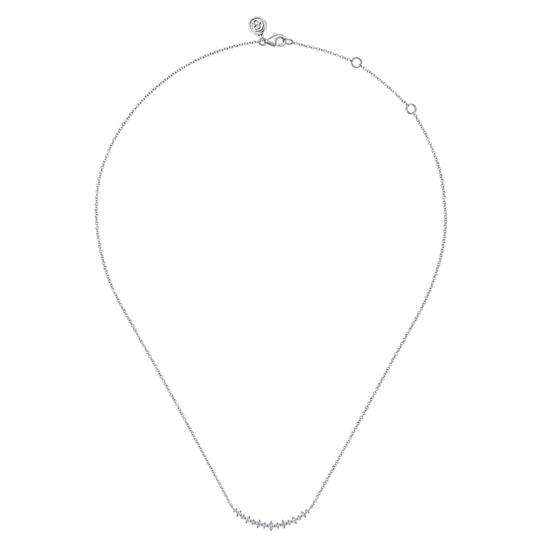 14K White Gold Graduating Diamond Curved Bar Necklace - 0.25 ct - Shot 2