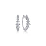 14K White Gold Graduating Diamond Huggie Earrings - 0.5 ct