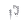 14K White Gold Graduating Diamond J Hoop Earrings - 0.5 ct