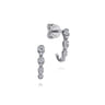 14K White Gold Graduating Diamond J Hoop Stud Earrings - 0.25 ct